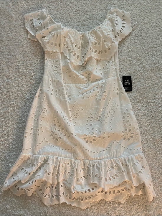 Express Dresses & Skirts - White Eyelet Ruffle Off-Shoulder Dress
